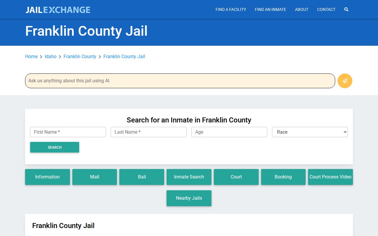 JailExchange secondary Franklin County detention directory and custody lead