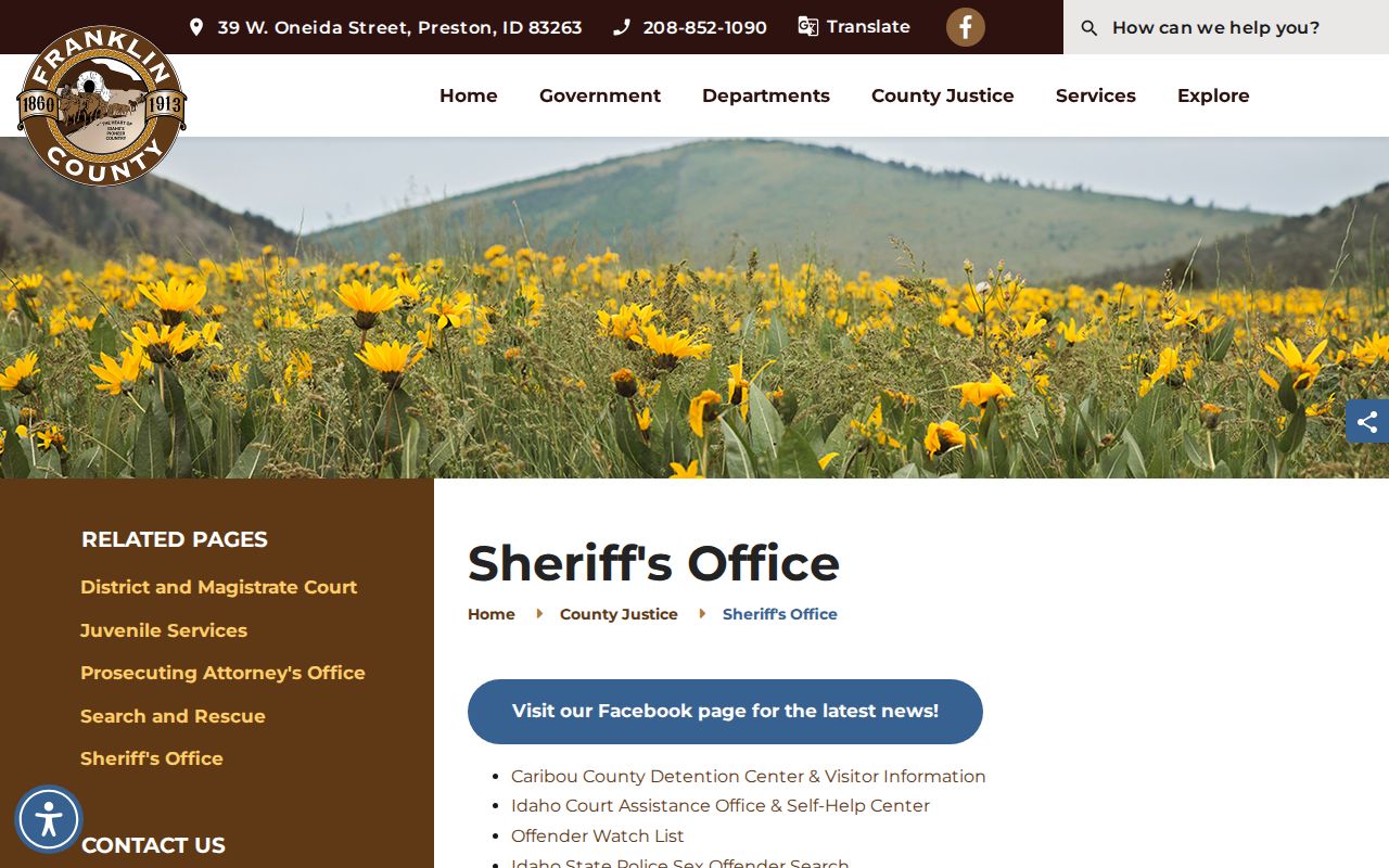 Franklin County Sheriff's Office official arrest-record routing source